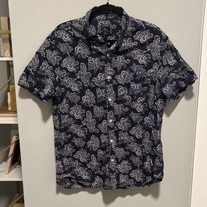 J. Crew Dark Flex Washed Blue Floral Button Down Shirt
